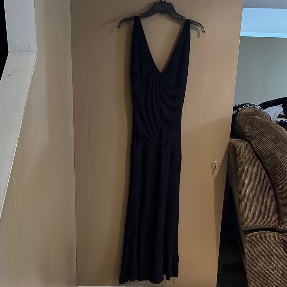 Free People Intimately Sweet As Honey Knit Maxi Slip Dress in Black Sz L NWT